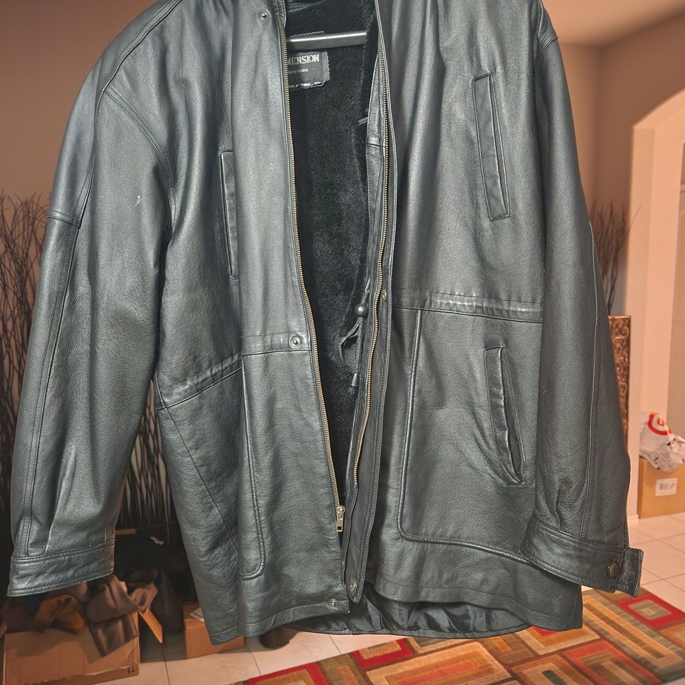 Men's Black Leather Heavy Duty Jacket